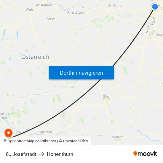 8., Josefstadt to Hohenthurn map