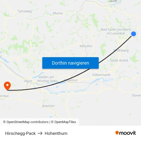 Hirschegg-Pack to Hohenthurn map