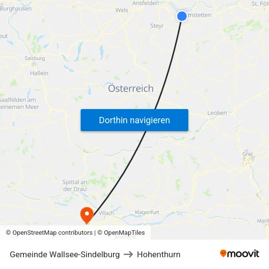 Gemeinde Wallsee-Sindelburg to Hohenthurn map