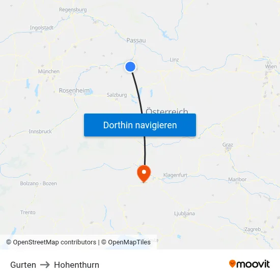 Gurten to Hohenthurn map