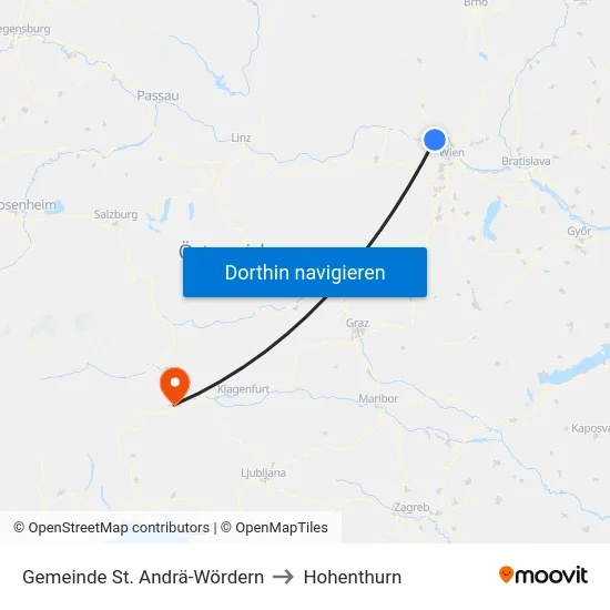Gemeinde St. Andrä-Wördern to Hohenthurn map