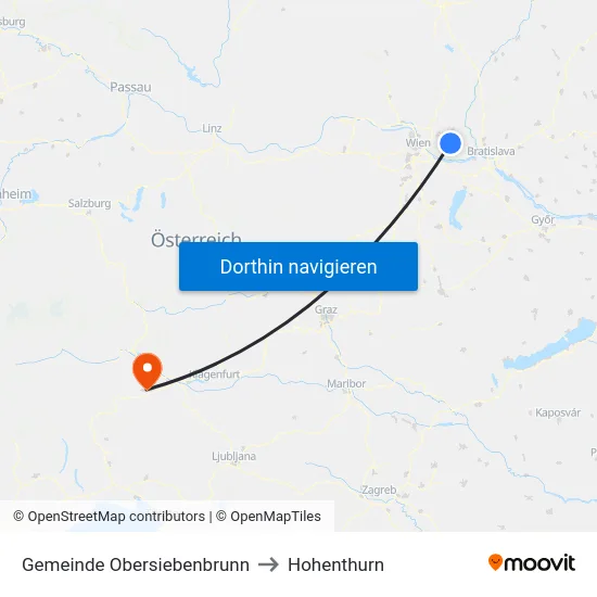 Gemeinde Obersiebenbrunn to Hohenthurn map
