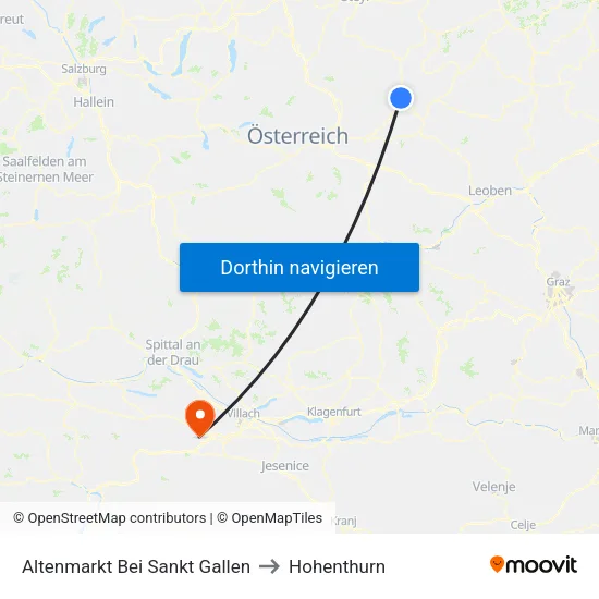 Altenmarkt Bei Sankt Gallen to Hohenthurn map