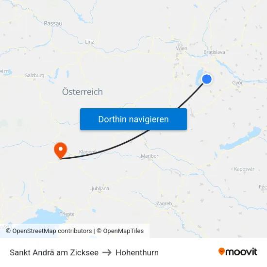 Sankt Andrä am Zicksee to Hohenthurn map