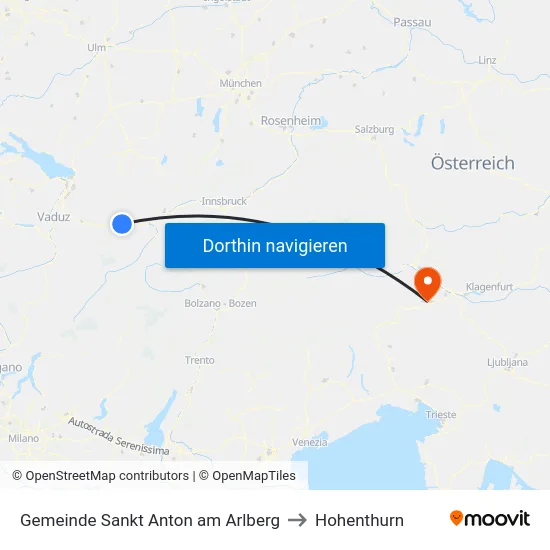 Gemeinde Sankt Anton am Arlberg to Hohenthurn map