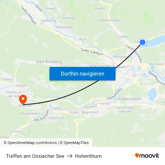 Treffen am Ossiacher See to Hohenthurn map