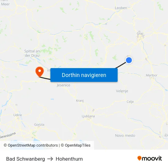 Bad Schwanberg to Hohenthurn map