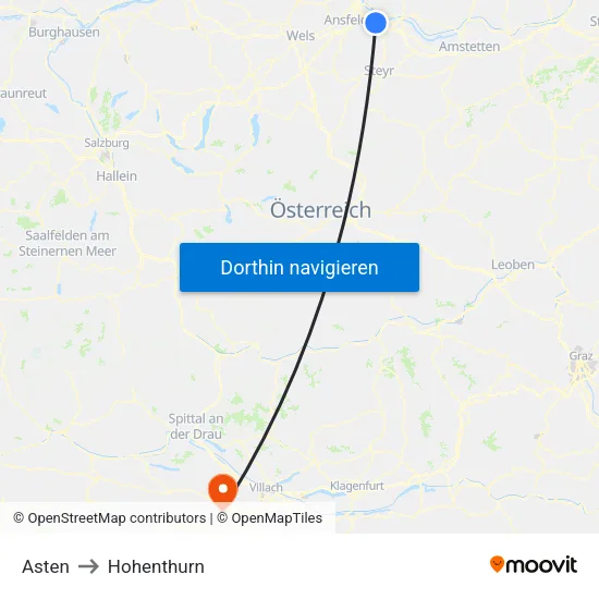 Asten to Hohenthurn map