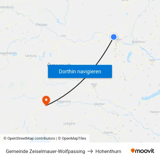 Gemeinde Zeiselmauer-Wolfpassing to Hohenthurn map