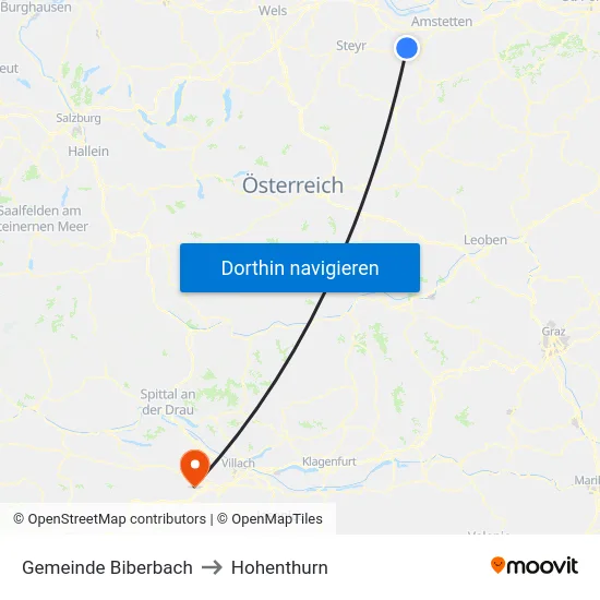 Gemeinde Biberbach to Hohenthurn map