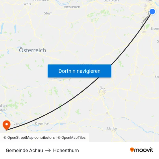 Gemeinde Achau to Hohenthurn map