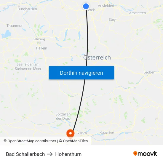 Bad Schallerbach to Hohenthurn map