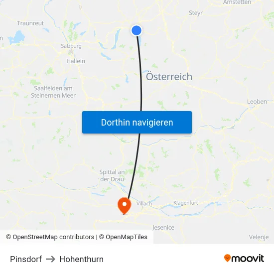 Pinsdorf to Hohenthurn map