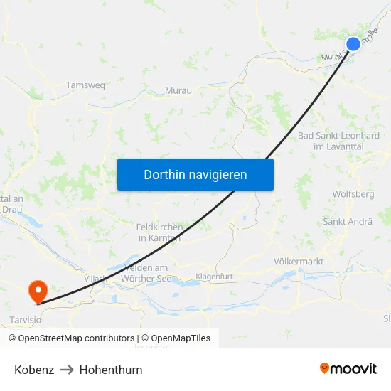 Kobenz to Hohenthurn map