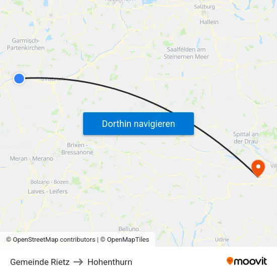 Gemeinde Rietz to Hohenthurn map