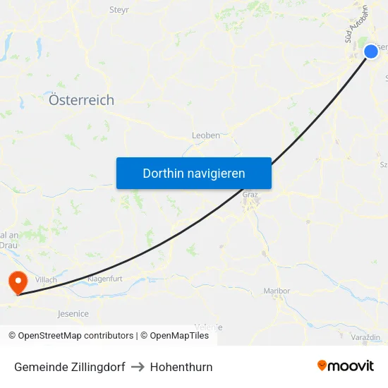 Gemeinde Zillingdorf to Hohenthurn map