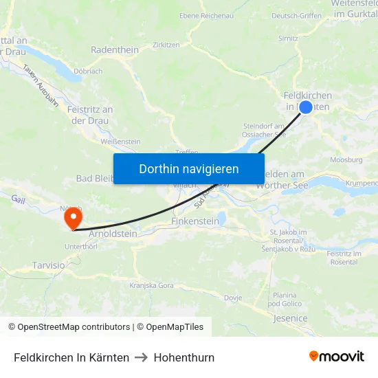 Feldkirchen In Kärnten to Hohenthurn map
