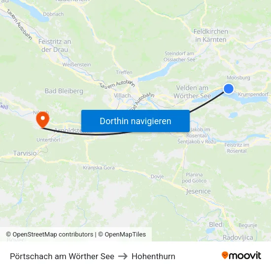 Pörtschach am Wörther See to Hohenthurn map