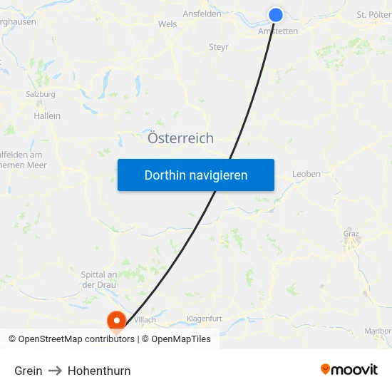 Grein to Hohenthurn map