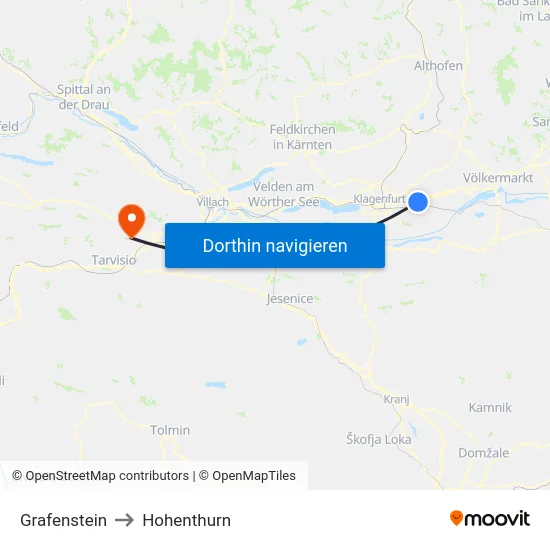 Grafenstein to Hohenthurn map