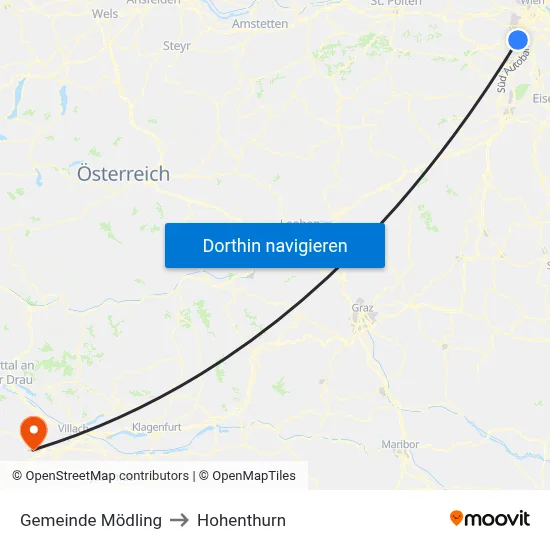 Gemeinde Mödling to Hohenthurn map