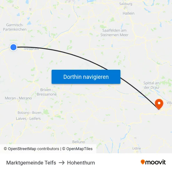 Marktgemeinde Telfs to Hohenthurn map