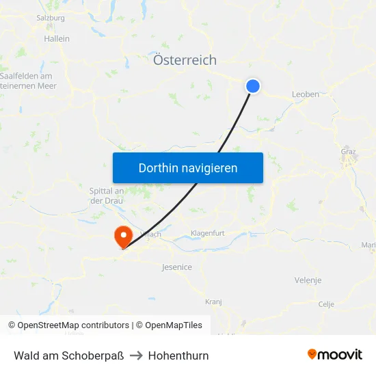 Wald am Schoberpaß to Hohenthurn map