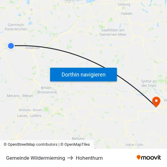 Gemeinde Wildermieming to Hohenthurn map