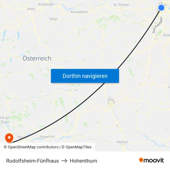 Rudolfsheim-Fünfhaus to Hohenthurn map