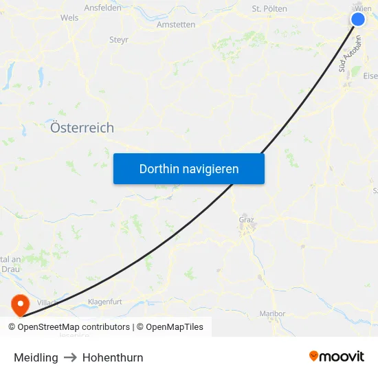 Meidling to Hohenthurn map