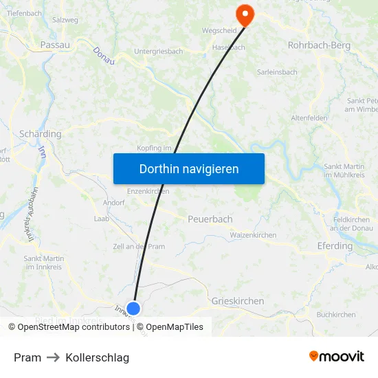 Pram to Kollerschlag map