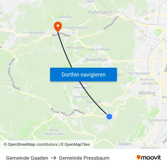 Gemeinde Gaaden to Gemeinde Pressbaum map
