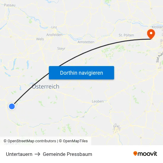 Untertauern to Gemeinde Pressbaum map