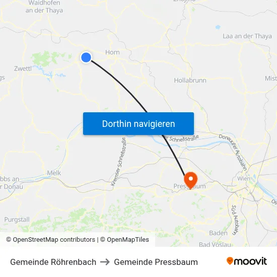 Gemeinde Röhrenbach to Gemeinde Pressbaum map