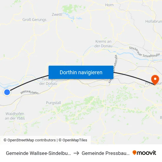 Gemeinde Wallsee-Sindelburg to Gemeinde Pressbaum map