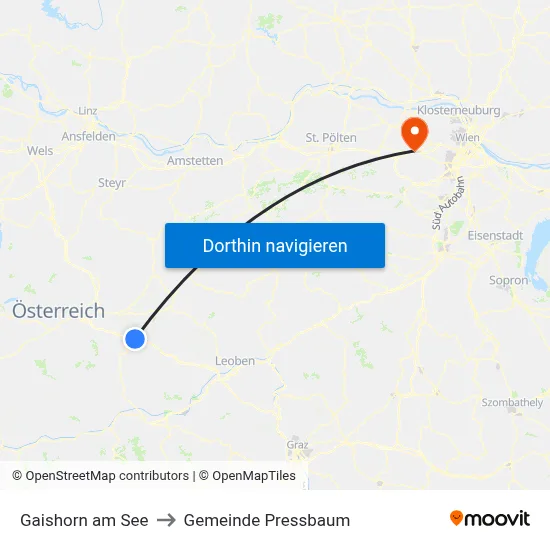 Gaishorn am See to Gemeinde Pressbaum map
