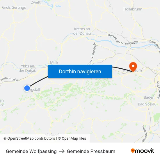 Gemeinde Wolfpassing to Gemeinde Pressbaum map