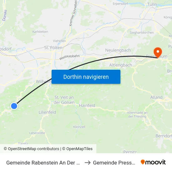 Gemeinde Rabenstein An Der Pielach to Gemeinde Pressbaum map