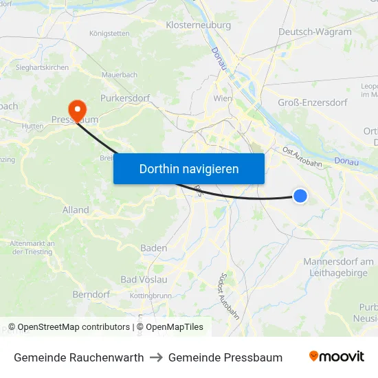 Gemeinde Rauchenwarth to Gemeinde Pressbaum map
