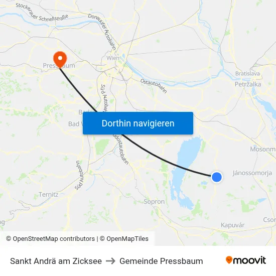 Sankt Andrä am Zicksee to Gemeinde Pressbaum map