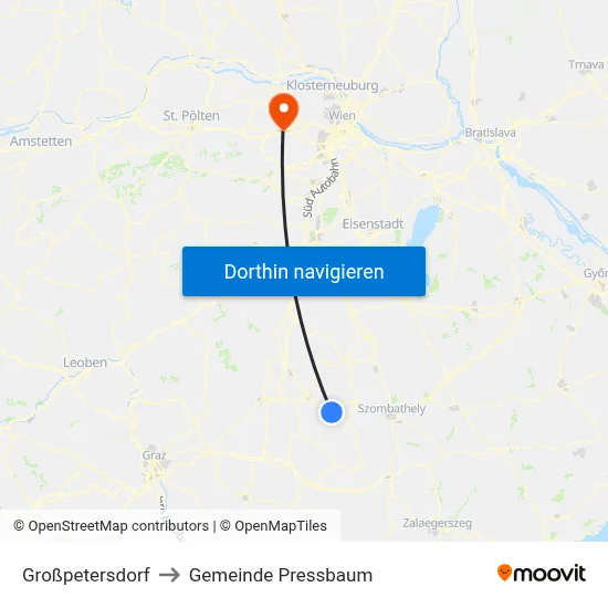 Großpetersdorf to Gemeinde Pressbaum map