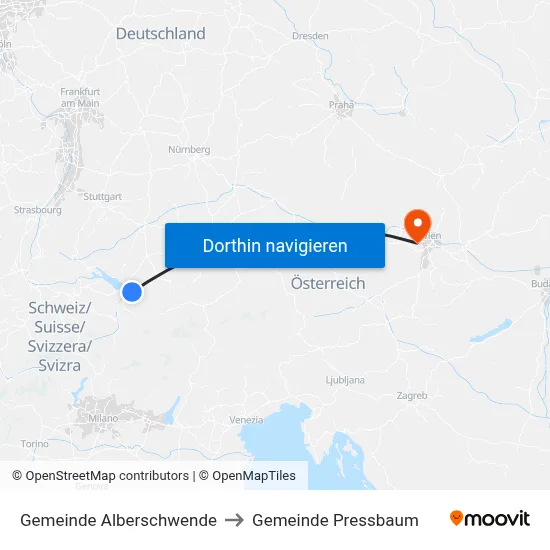 Gemeinde Alberschwende to Gemeinde Pressbaum map