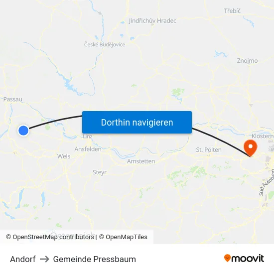 Andorf to Gemeinde Pressbaum map