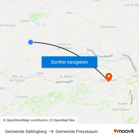 Gemeinde Sallingberg to Gemeinde Pressbaum map