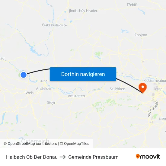 Haibach Ob Der Donau to Gemeinde Pressbaum map