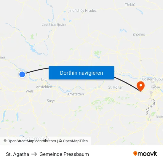 St. Agatha to Gemeinde Pressbaum map