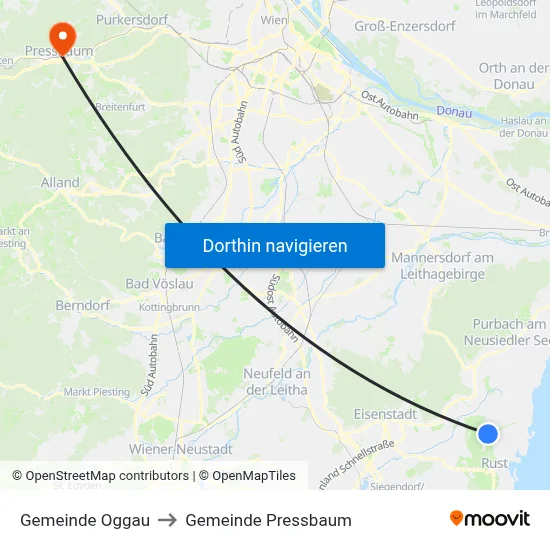Gemeinde Oggau to Gemeinde Pressbaum map