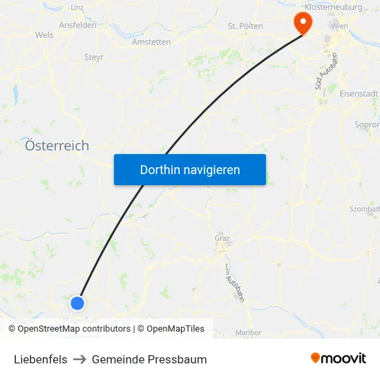 Liebenfels to Gemeinde Pressbaum map