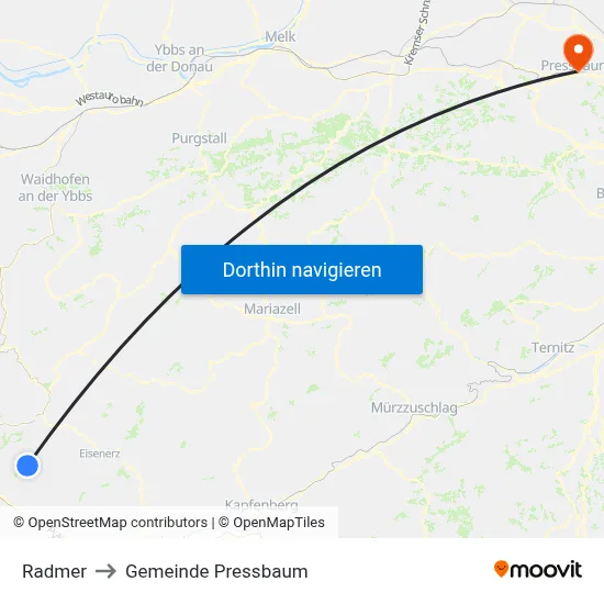 Radmer to Gemeinde Pressbaum map