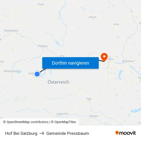 Hof Bei Salzburg to Gemeinde Pressbaum map